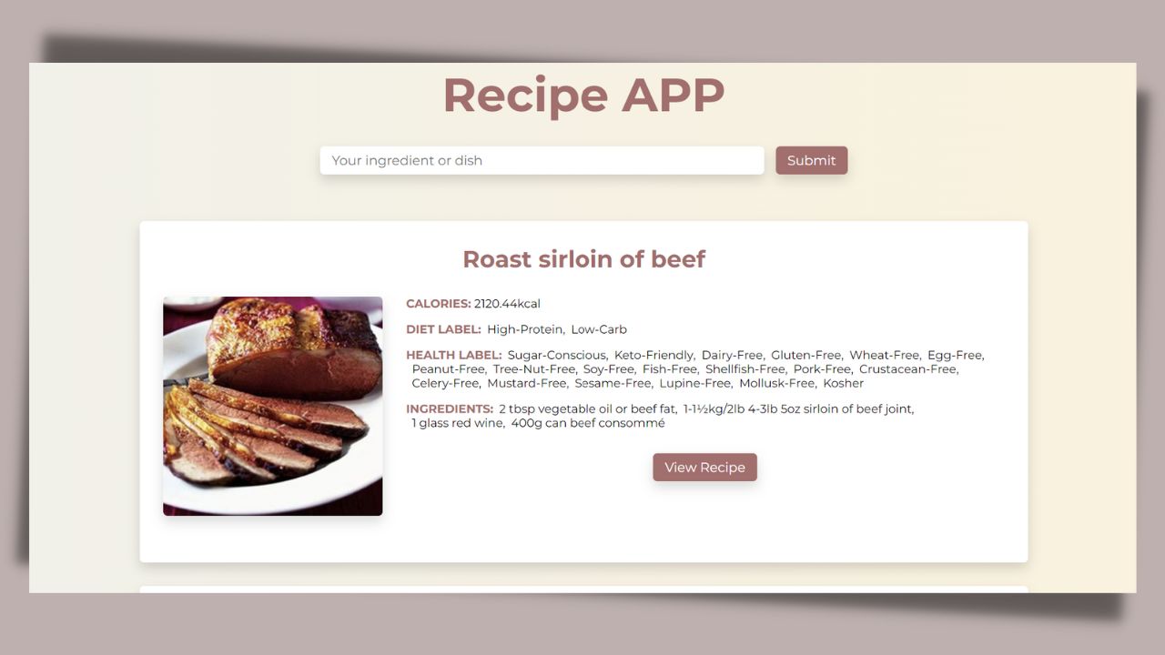 responsive recipe app api